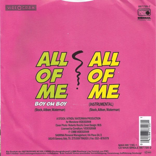 Sabrina - All Of Me (7'' Single) (big hole)
