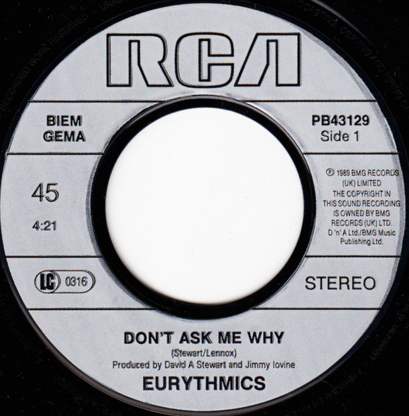 Eurythmics - Don't Ask Me Why (7'' Single) (big hole)