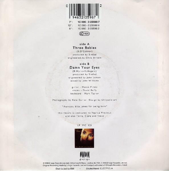Sinead O'Connor - Three Babies ( 7'' Single ) (big hole)