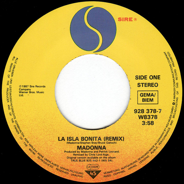 Madonna - La Isla Bonita (Single 7'') (Big Hole)