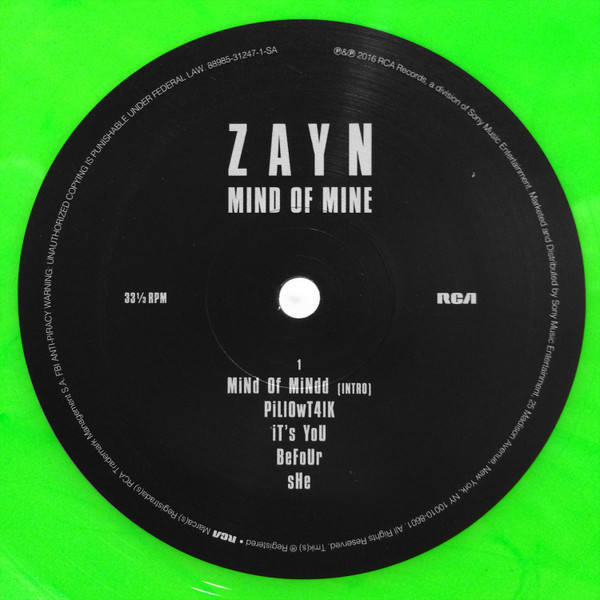 Zayn - Mind Of Mine(Neon Green Vinyl)(2 LP)(Limited Edition)