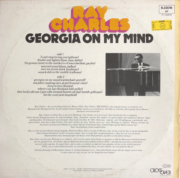 Ray Charles - Georgia On My Mind And Other Great Songs